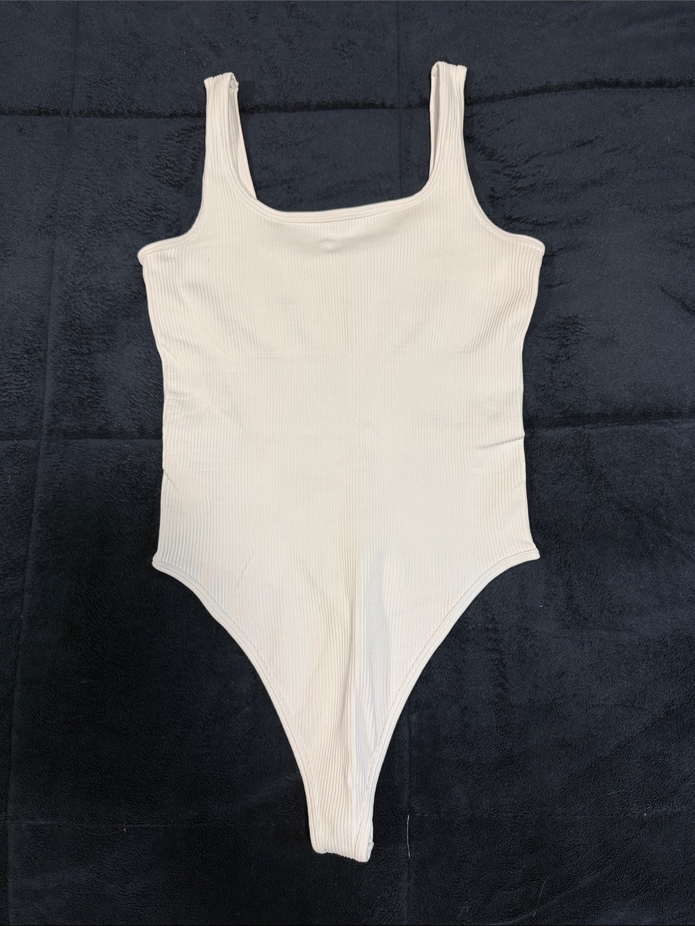 Classic White Ribbed Square Neck Bodysuit